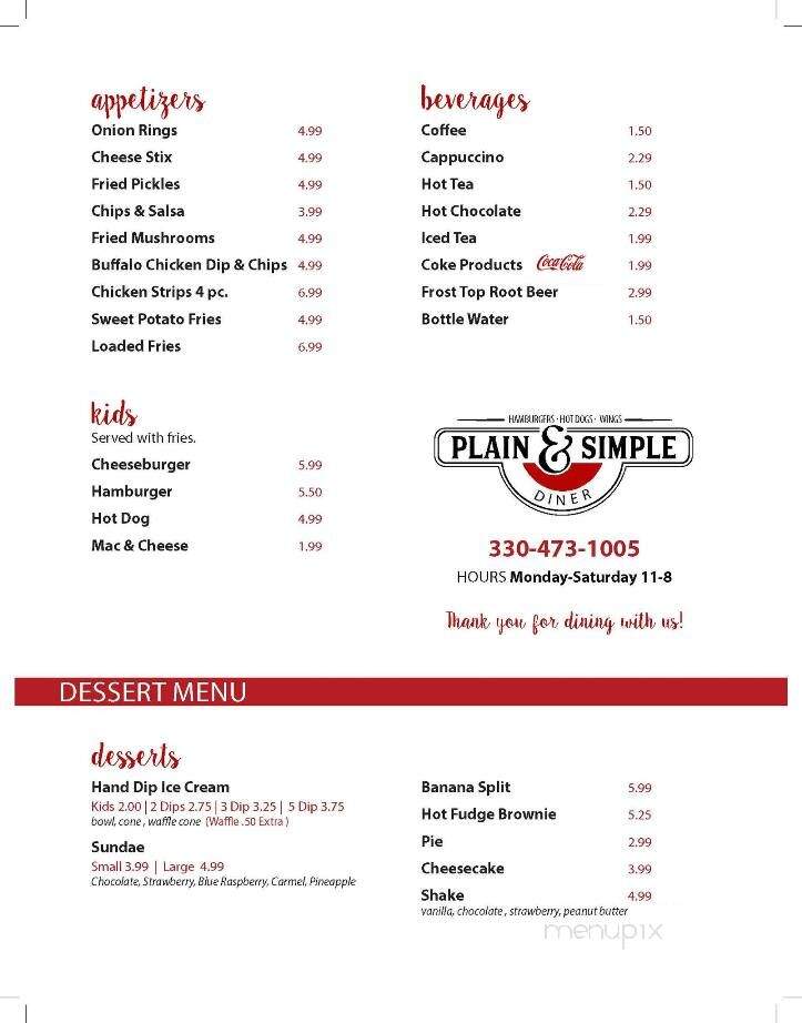 Plain and Simple - Berlin, OH menu_pic