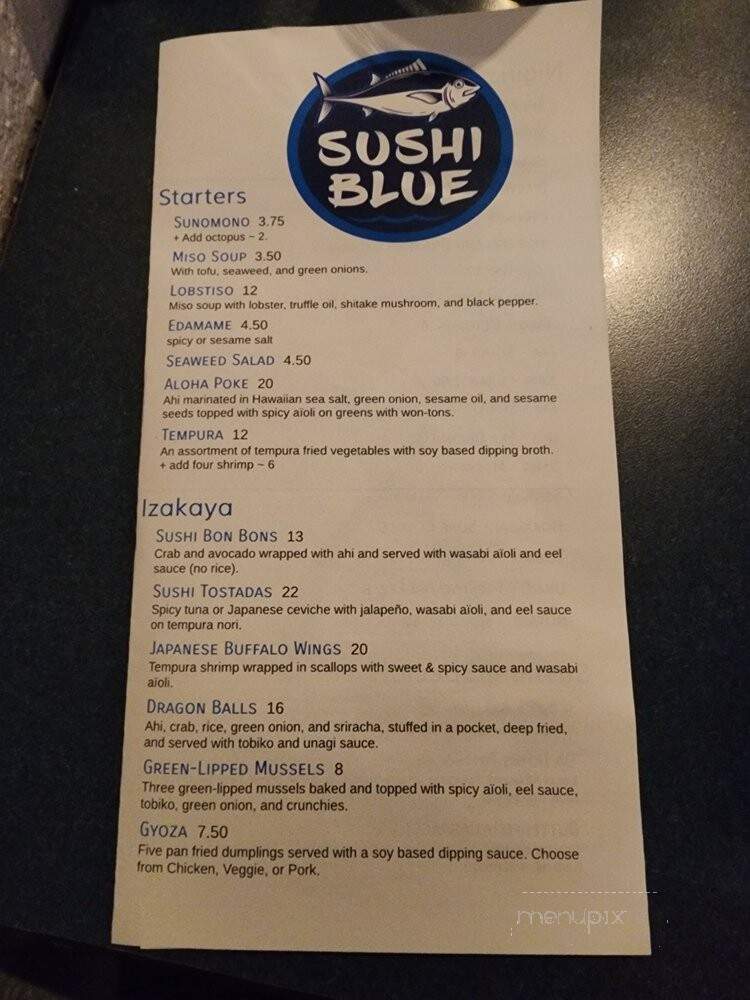 Sushi Blue - Blue Lake, CA menu_pic