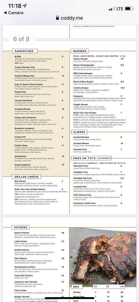 Wide Open Saloon - Sedalia, CO menu_pic