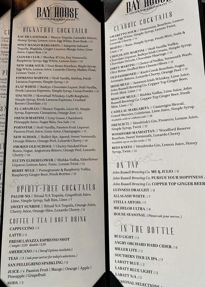 Bay House Oyster Bar & Restaurant - Erie, PA menu_pic