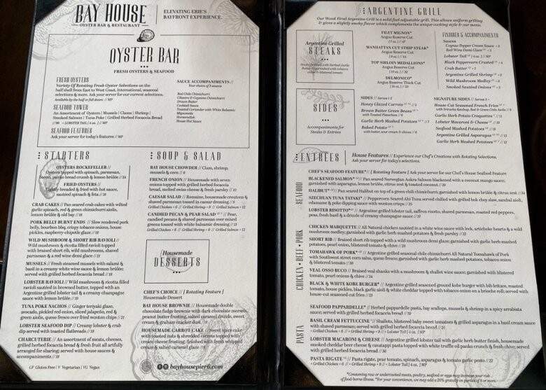 Bay House Oyster Bar & Restaurant - Erie, PA menu_pic