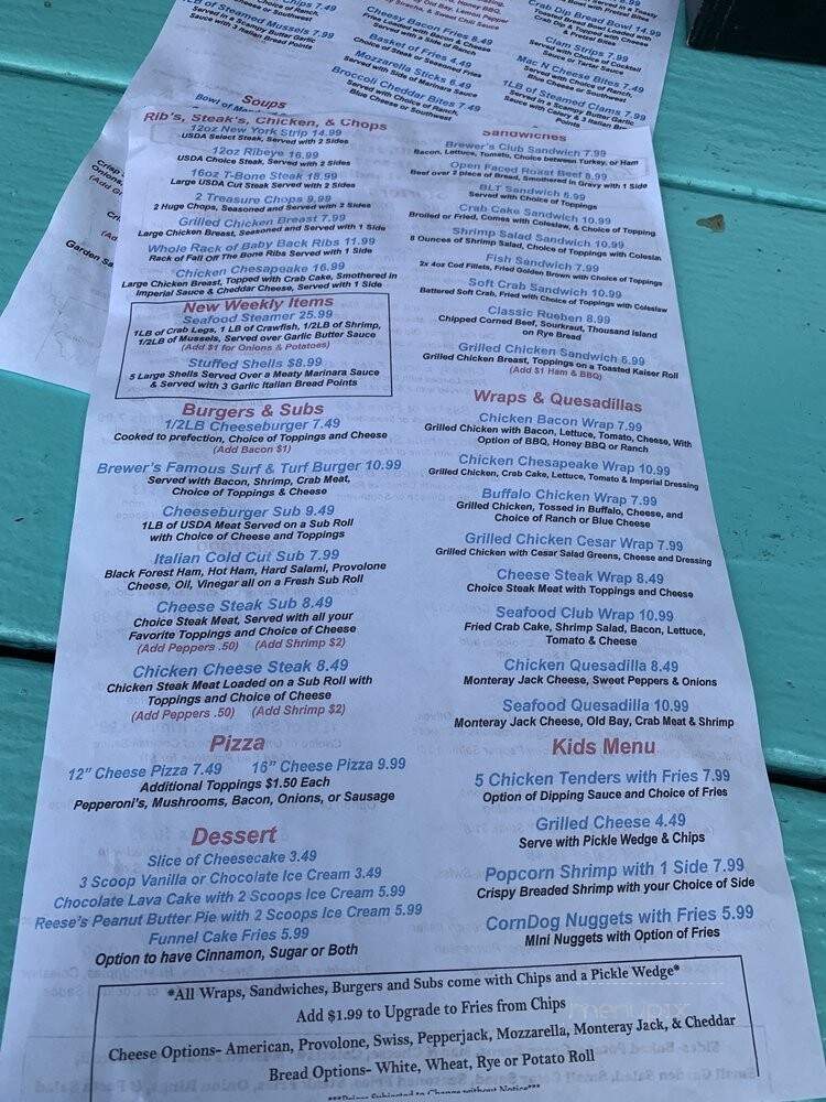 Brewers Landing Bar & Grill - Essex, MD menu_pic
