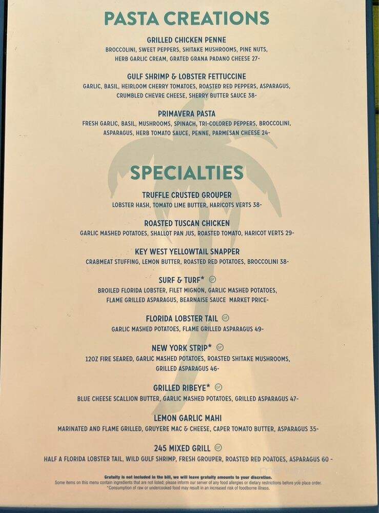 Bistro 245 - Key West, FL menu_pic