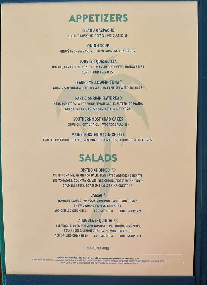 Bistro 245 - Key West, FL menu_pic
