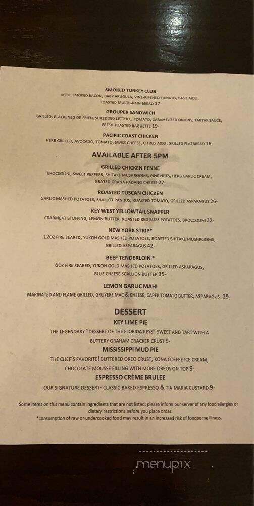 Bistro 245 - Key West, FL menu_pic