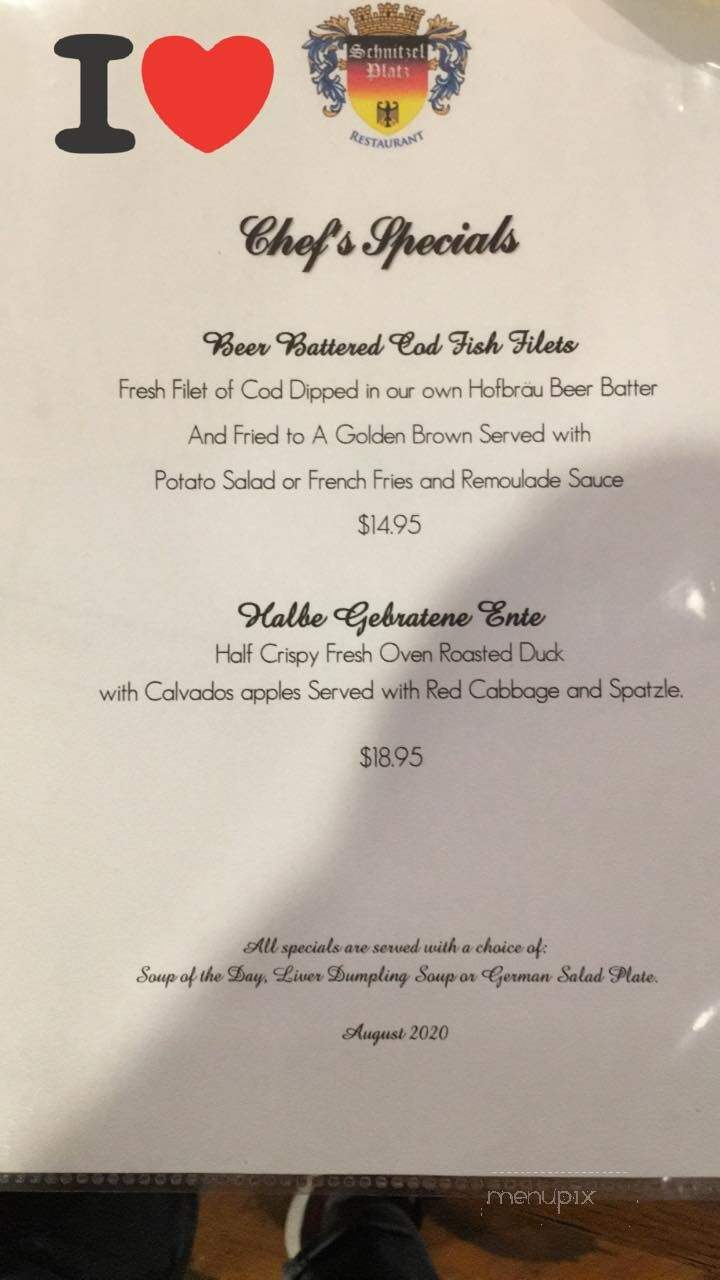 Schnitzel Platz - Glendale Heights, IL menu_pic