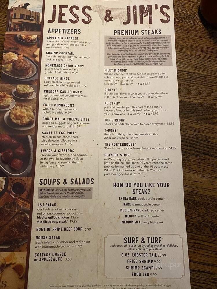 Jess & Jim's Steakhouse - Kansas City, MO menu_pic