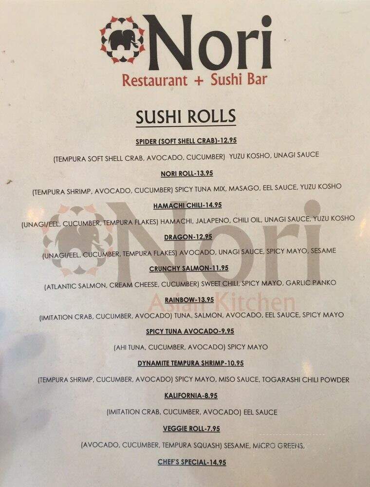 Nori Asian Kitchen + Grill - Oroville, CA menu_pic