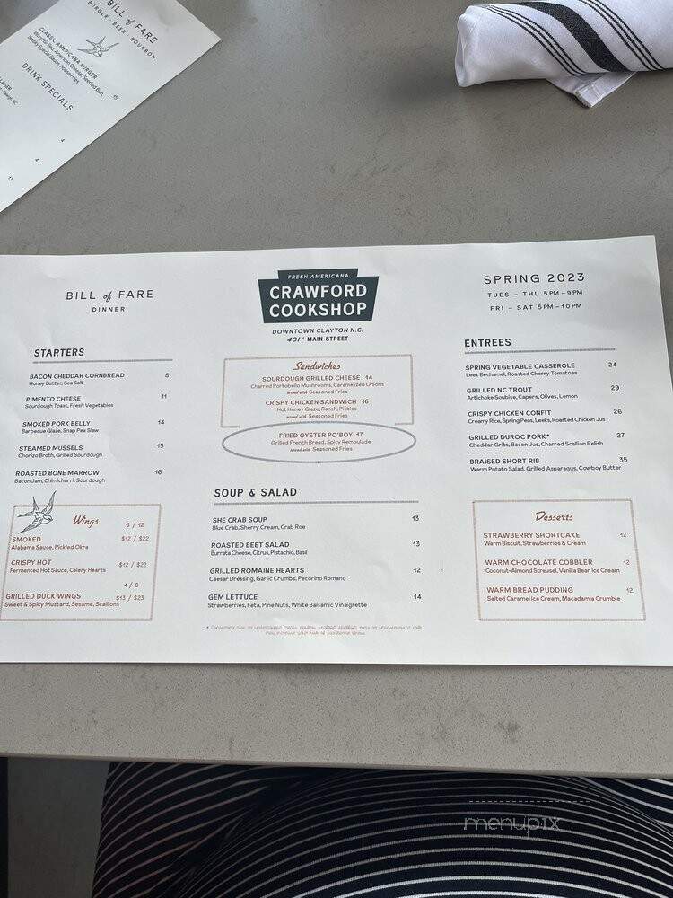 Crawford Cookshop - Clayton, NC menu_pic