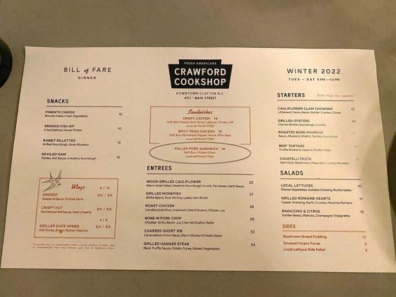 Crawford Cookshop - Clayton, NC menu_pic
