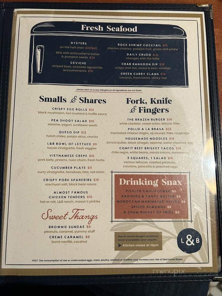 Lo & Behold Bar and Kitchen - Healdsburg, CA menu_pic
