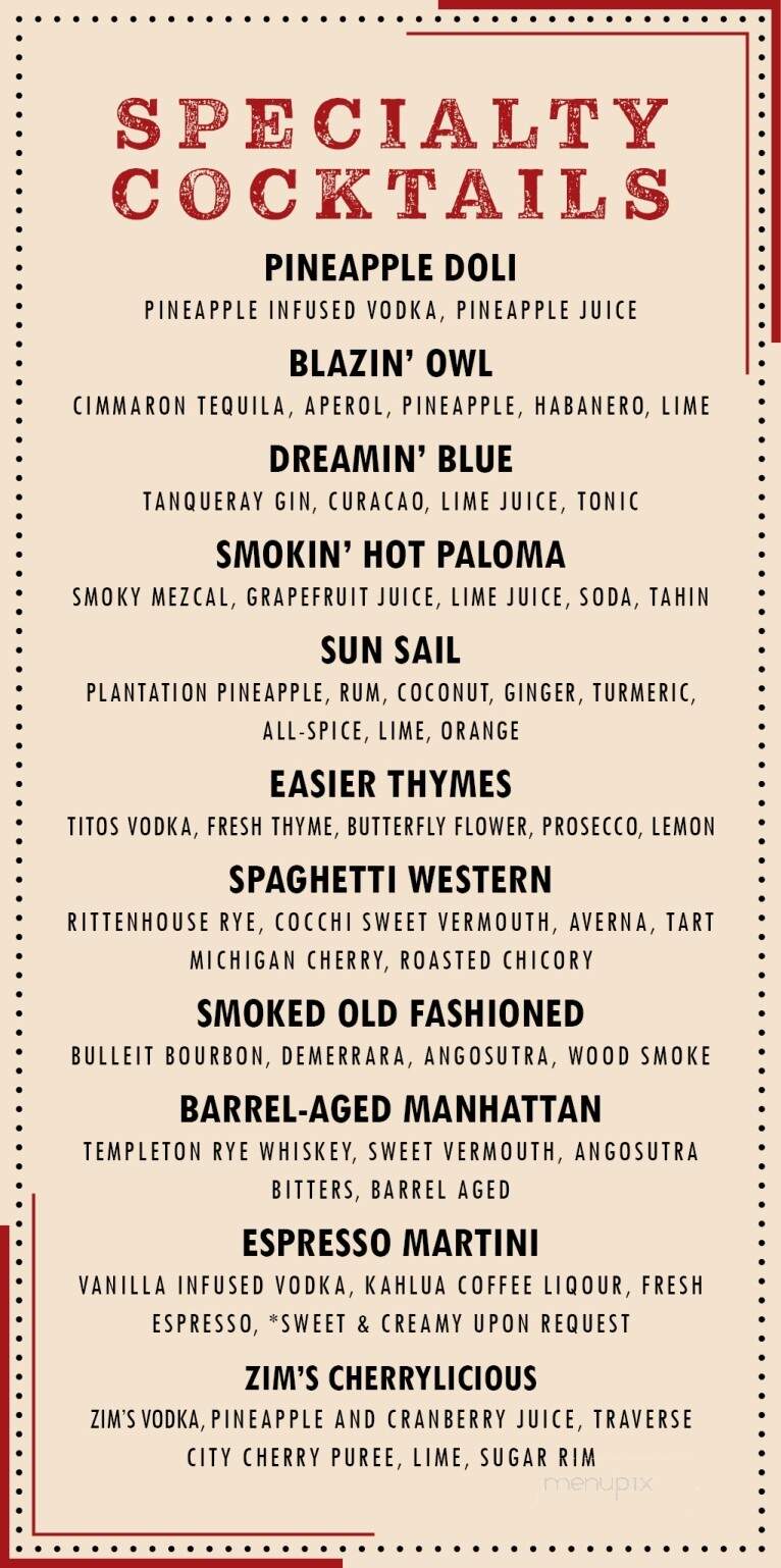 Blind Owl Restaurant & Bar - New Baltimore, MI menu_pic