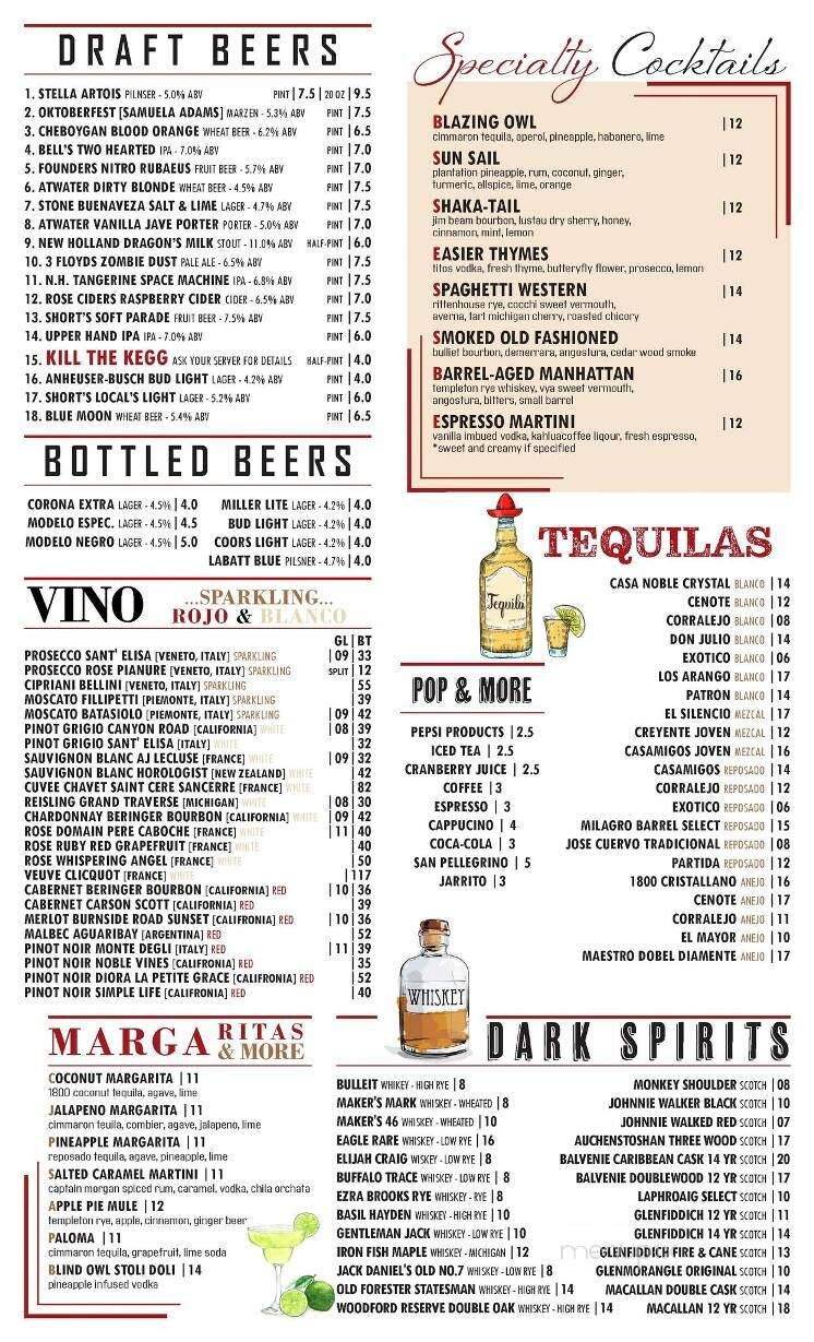 Blind Owl Restaurant & Bar - New Baltimore, MI menu_pic