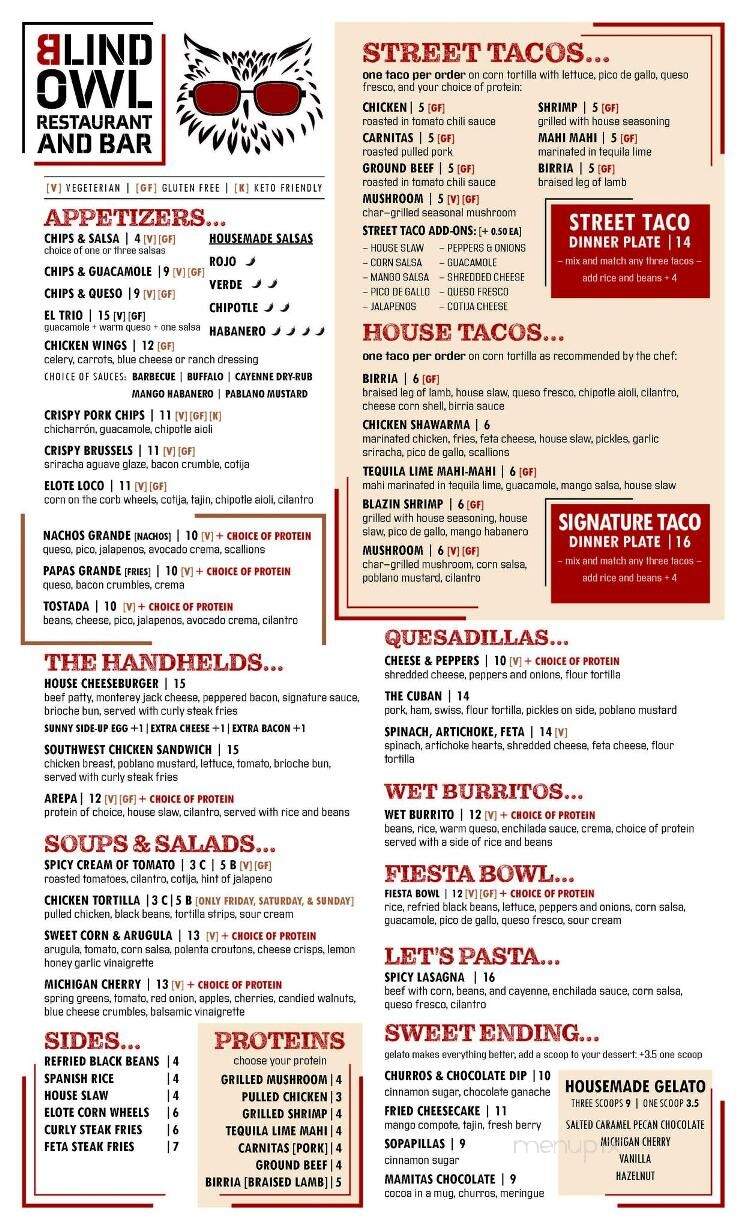 Blind Owl Restaurant & Bar - New Baltimore, MI menu_pic