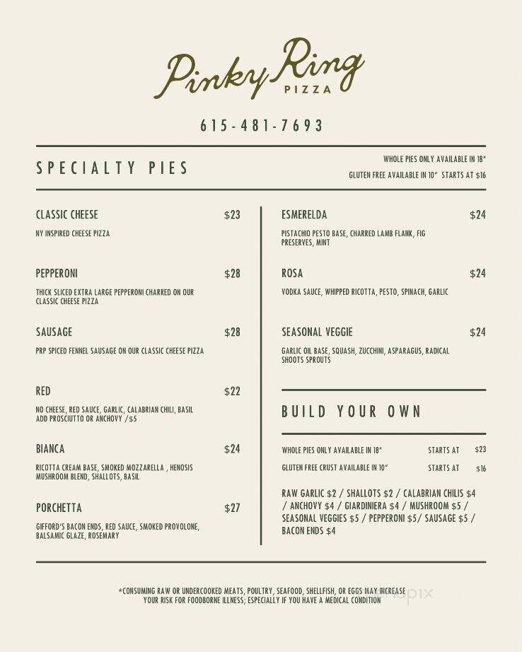 Pinky Ring Pizza - Madison, TN menu_pic