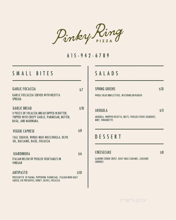 Pinky Ring Pizza - Madison, TN menu_pic