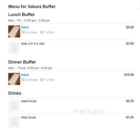 Sakura Buffet - Savannah, GA menu_pic