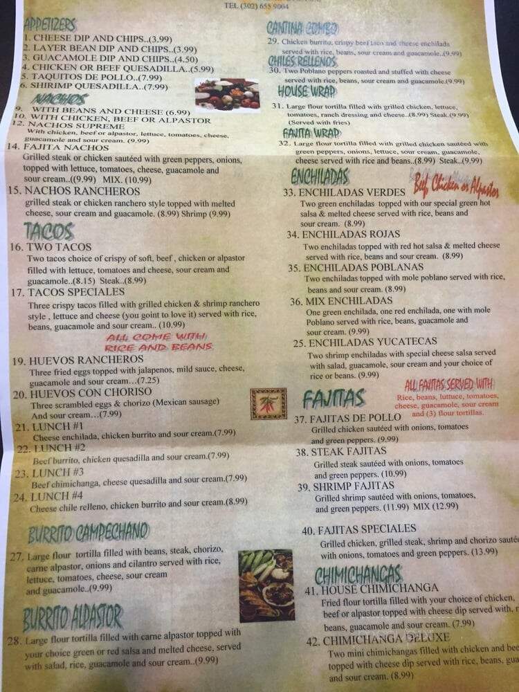 Cactus Cantina - Wilmington, DE menu_pic