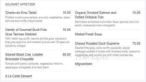 Banco-Casino du Lac Leamy - Gatineau, QC menu_pic