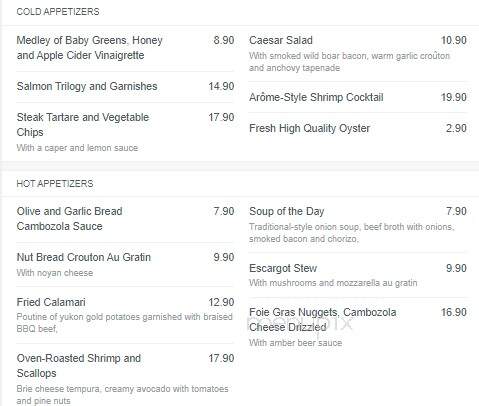 Banco-Casino du Lac Leamy - Gatineau, QC menu_pic