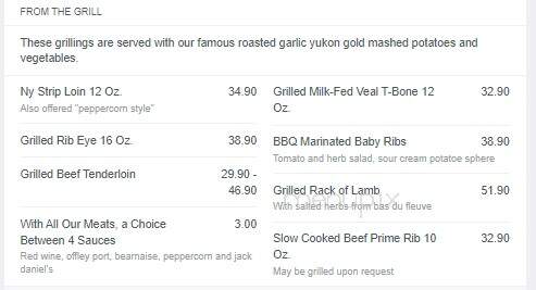 Banco-Casino du Lac Leamy - Gatineau, QC menu_pic