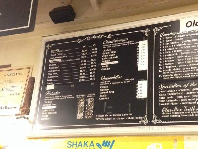 Olas Mex Grill - Camarillo, CA menu_pic