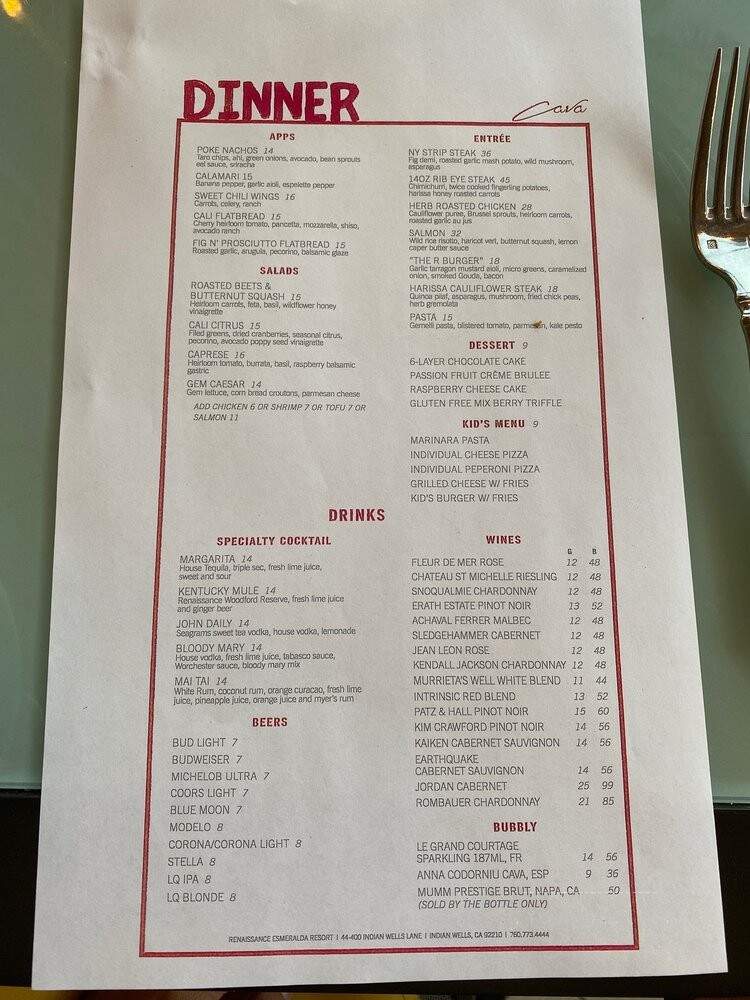 Cava Restaurant - Indian Wells, CA menu_pic