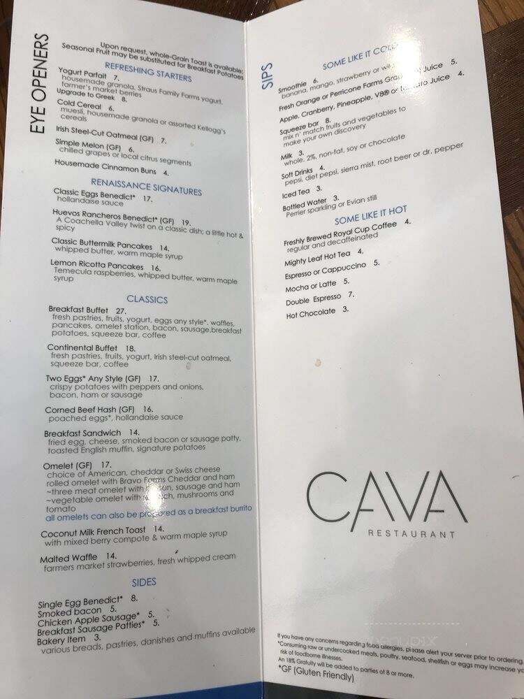 Cava Restaurant - Indian Wells, CA menu_pic