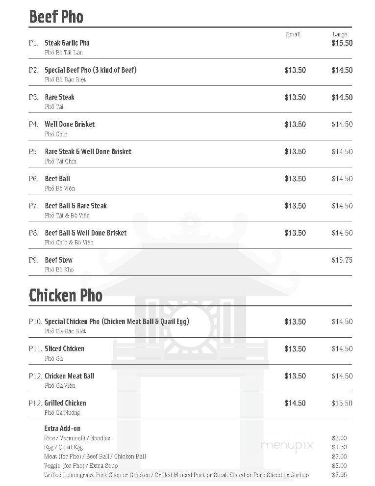 Pho Thai Ha - Vancouver, BC menu_pic