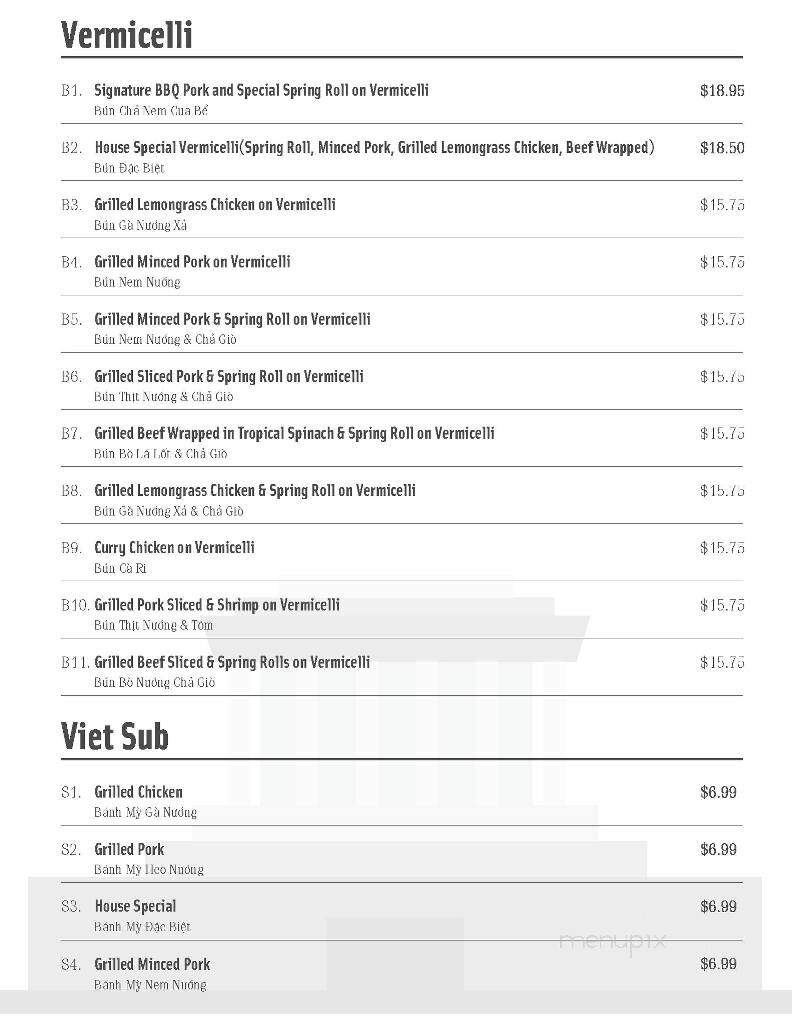 Pho Thai Ha - Vancouver, BC menu_pic