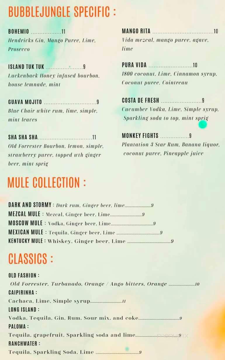 Bubble Jungle Beer Garden - Kemah, TX menu_pic