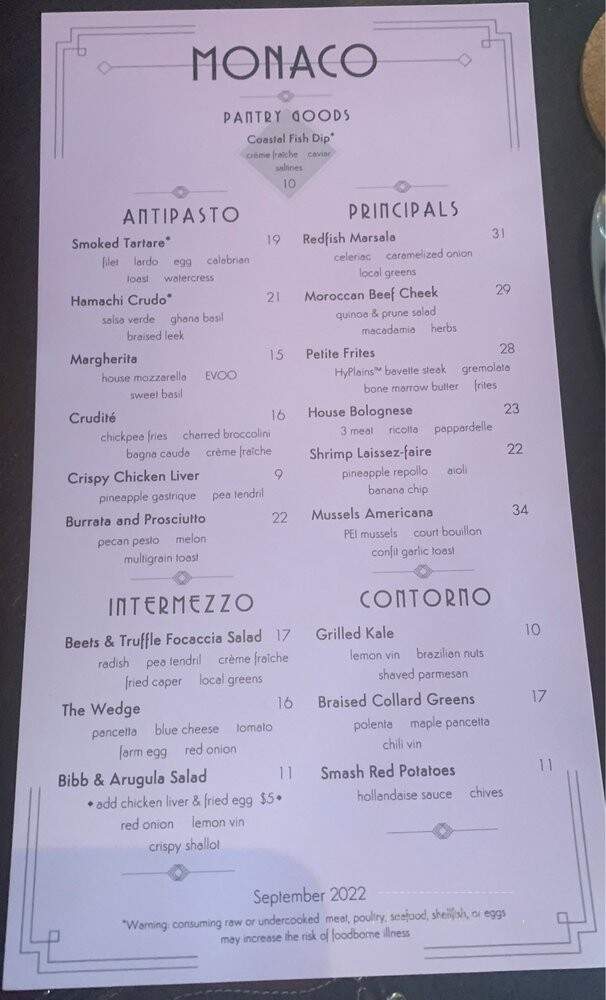 Monaco - Irving, TX menu_pic