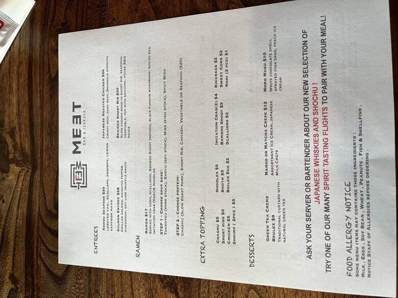 Meet Izakaya Bar - Commack, NY menu_pic