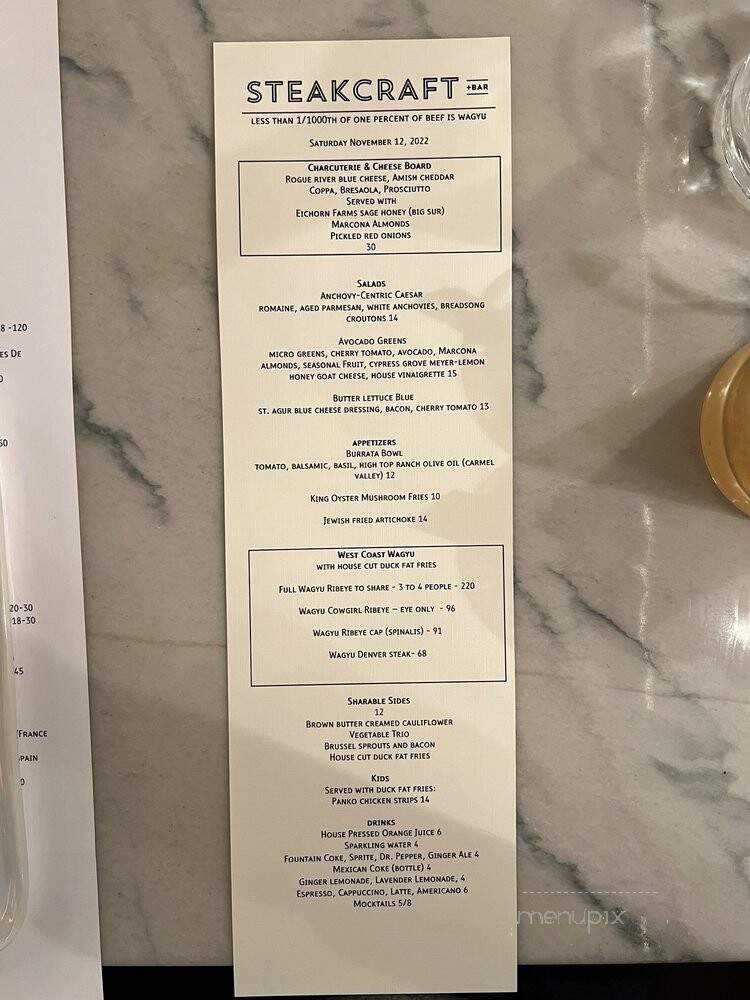 Steakcraft - Carmel-by-the-Sea, CA menu_pic