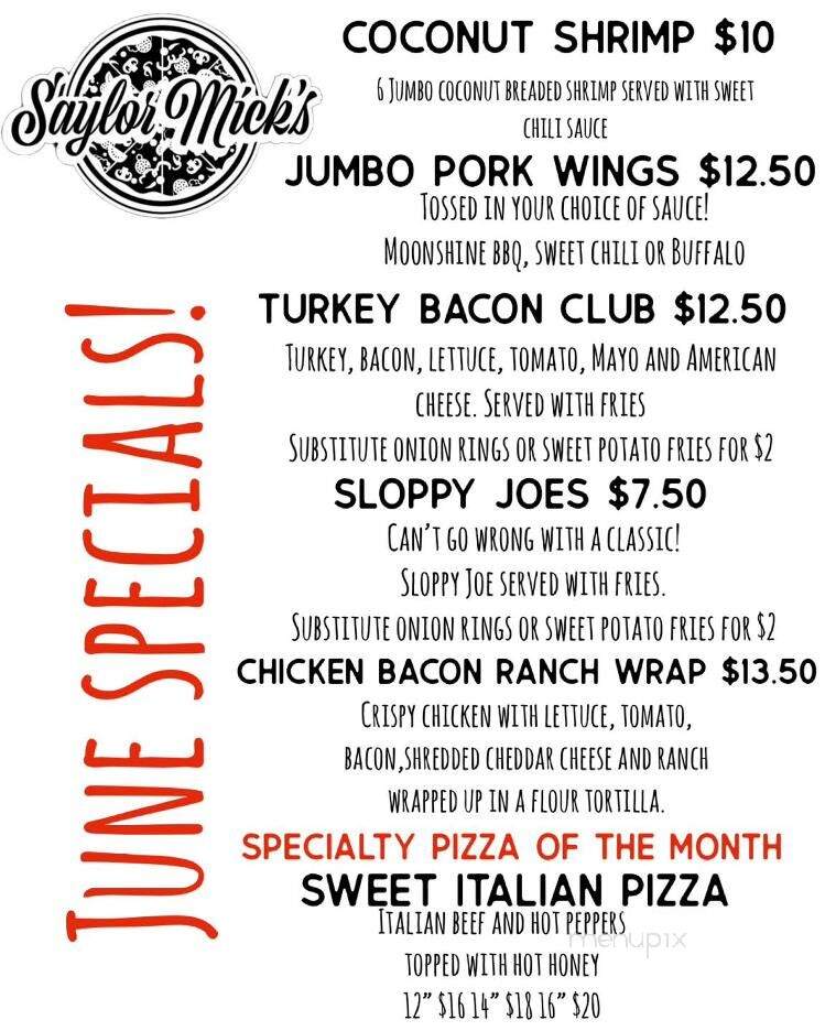 Saylor Mick's - Spring Grove, IL menu_pic