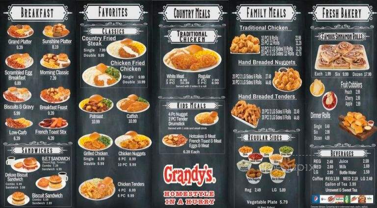 Grandy's menu discount