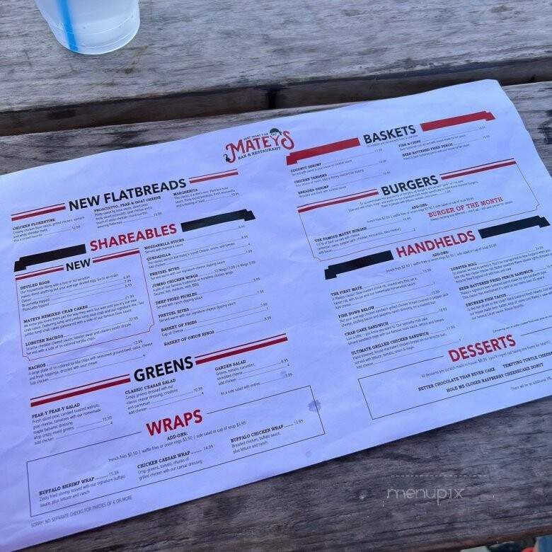 Matey's Restaurant - Michigan City, IN menu_pic