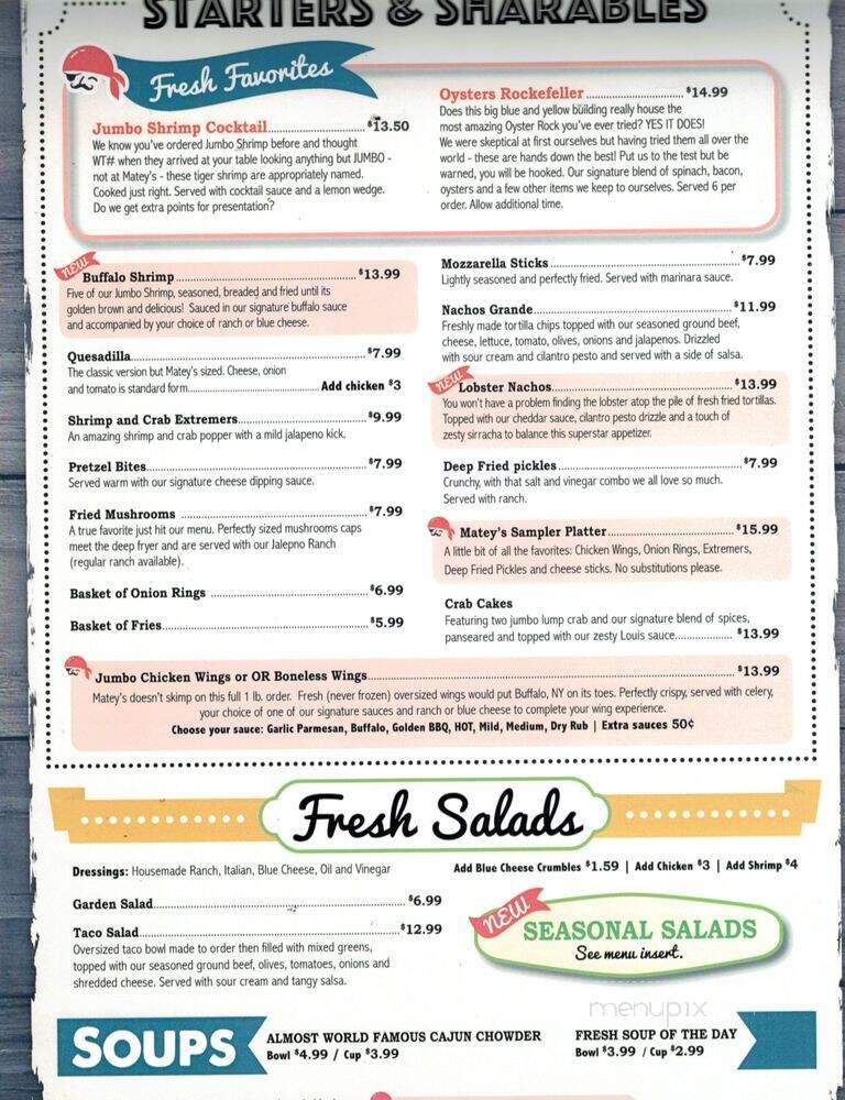 Matey's Restaurant - Michigan City, IN menu_pic