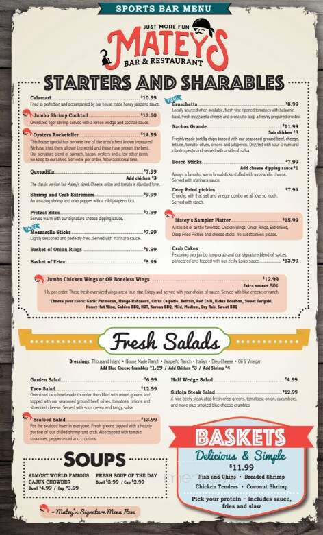 Matey's Restaurant - Michigan City, IN menu_pic