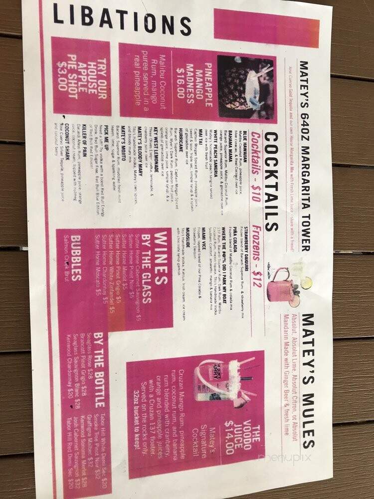 Matey's Restaurant - Michigan City, IN menu_pic
