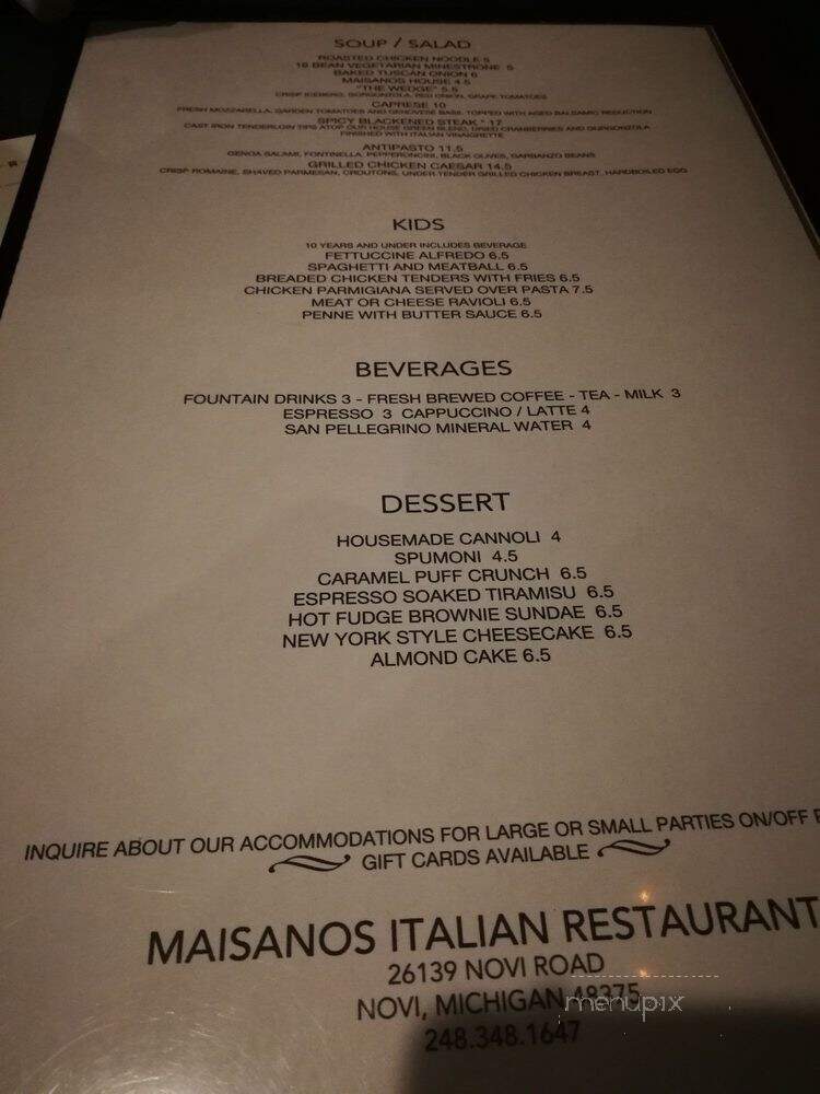 Maisano's Italian Restaurant - Novi, MI