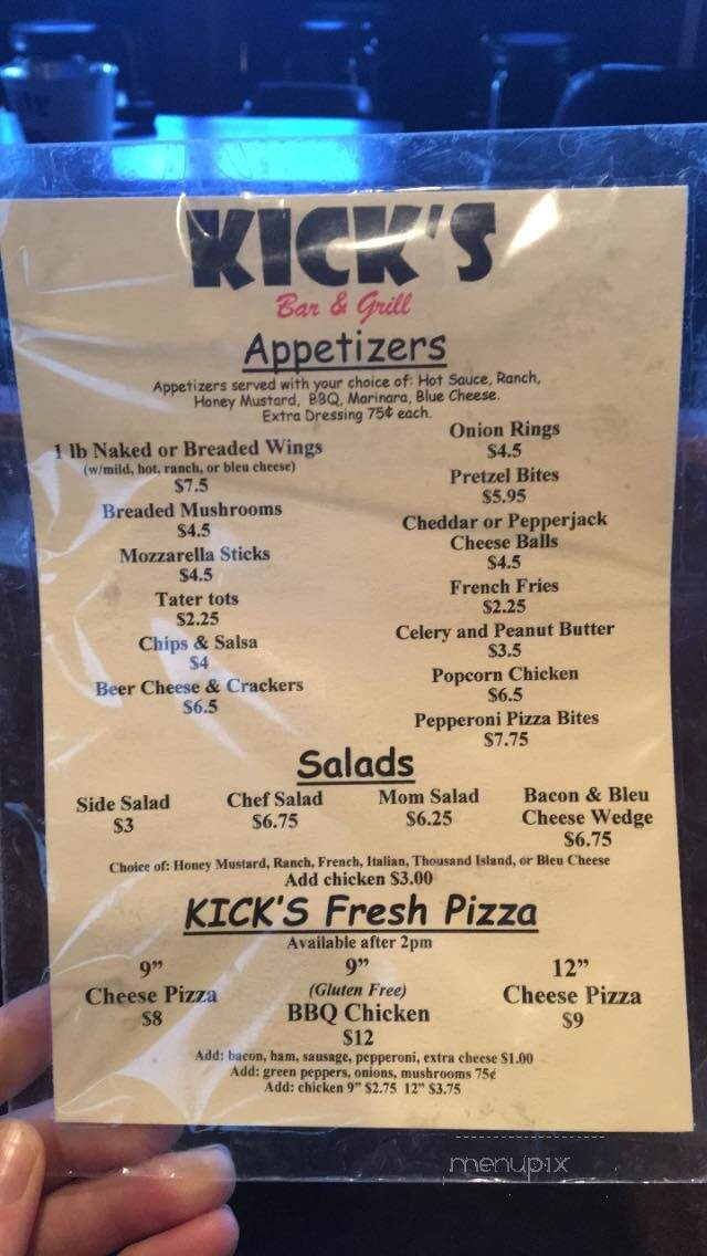 Kicks Bar & Grill - Towanda, IL menu_pic