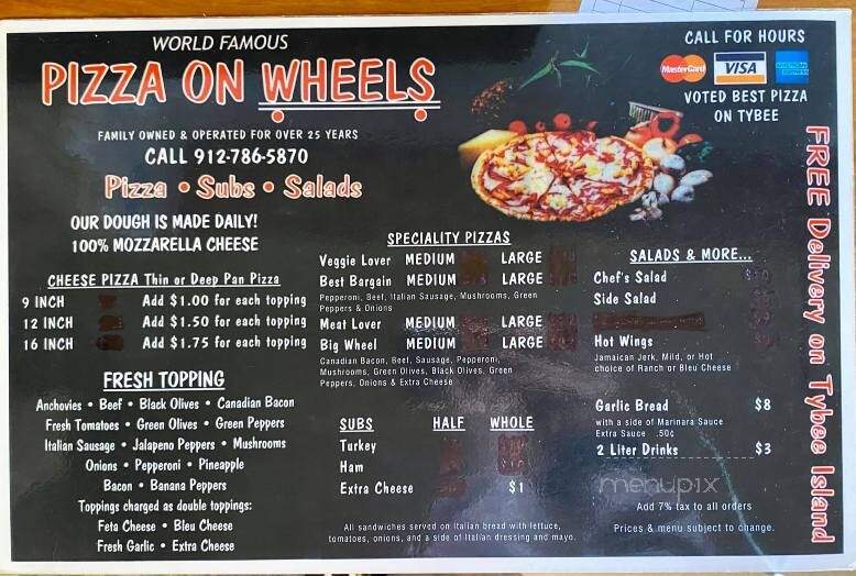 Pizza On Wheels - Tybee Island, GA menu_pic