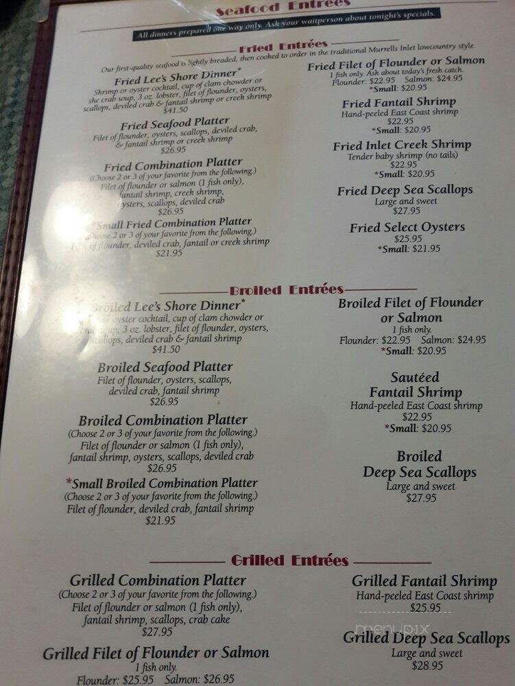 Lee's Inlet Kitchen - Murrells Inlet, SC menu_pic