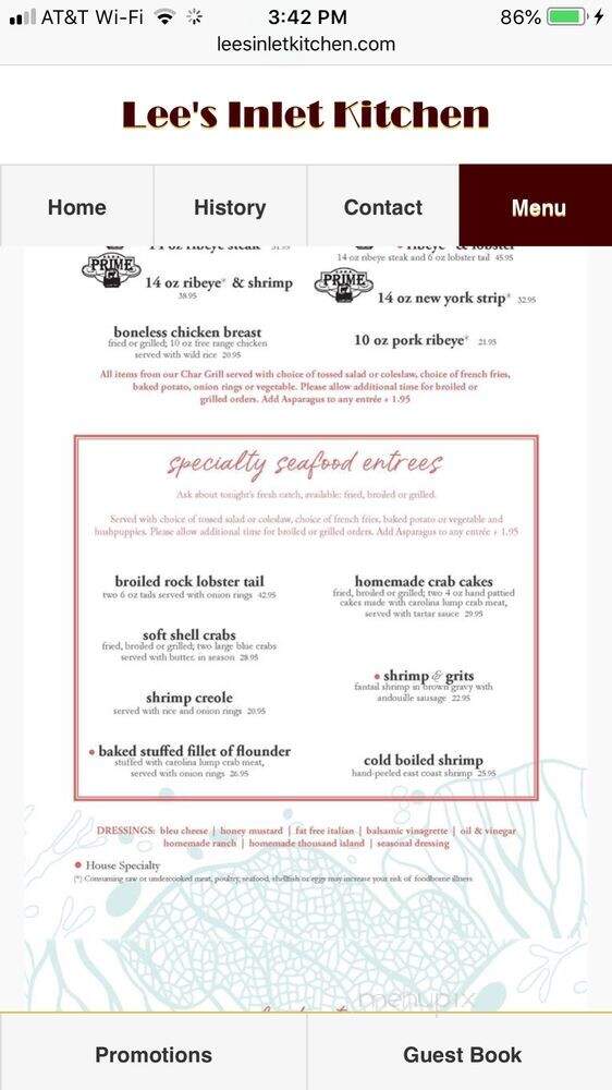 Lee's Inlet Kitchen - Murrells Inlet, SC menu_pic