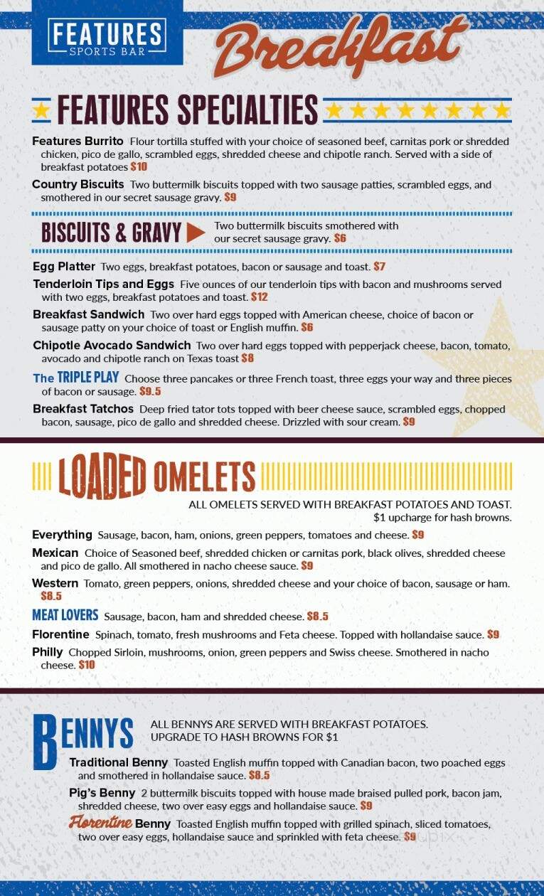 Features Sports Bar & Grill - West Salem, WI menu_pic
