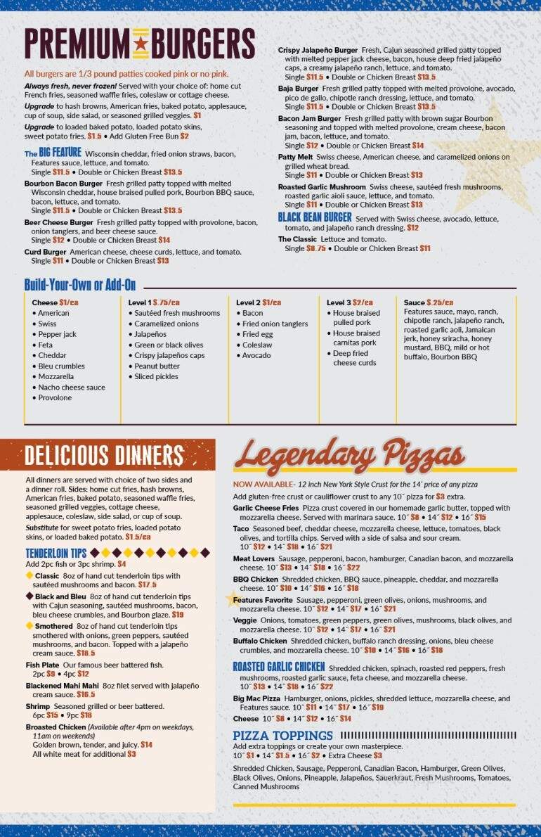 Features Sports Bar & Grill - West Salem, WI menu_pic