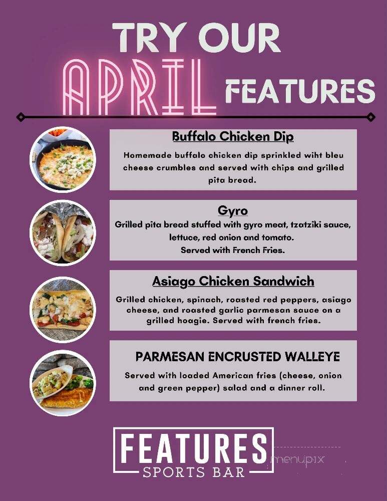 Features Sports Bar & Grill - West Salem, WI menu_pic
