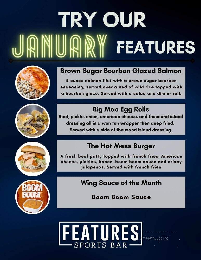 Features Sports Bar & Grill - West Salem, WI menu_pic