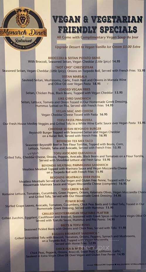 Monarch Diner - Glassboro, NJ menu_pic